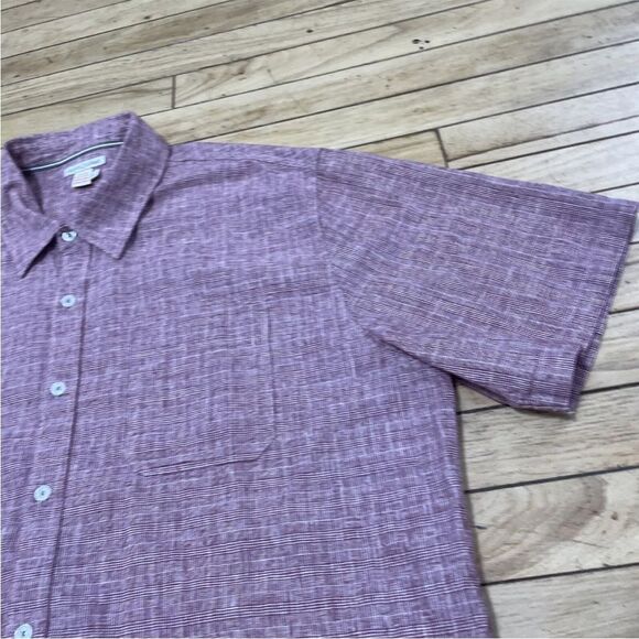 Carbon 2 Cobalt Linen Shirt Men L Light Red Pocket Button Up Casual Summer Large - Picture 13 of 16